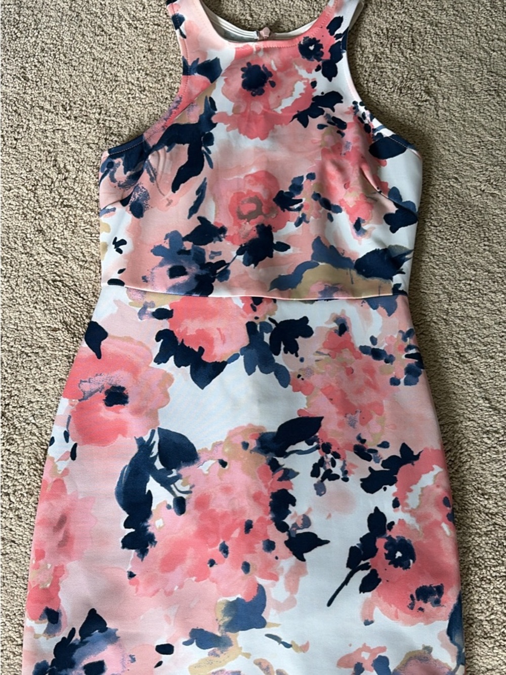 Signature Pink and Navy Floral Midi Dress